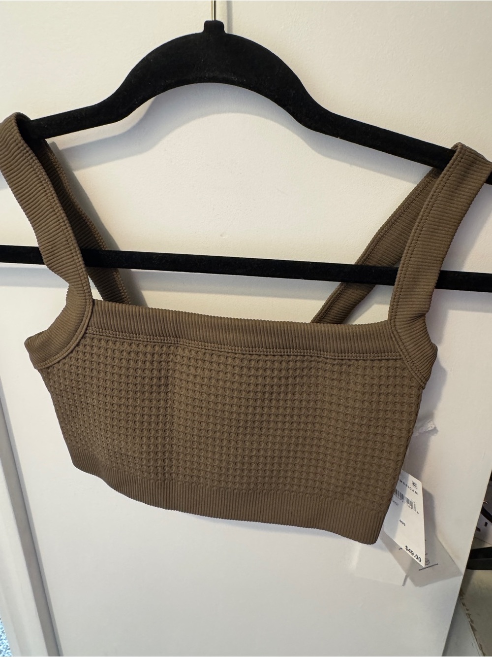 Women's Waffle Knit Square Neck bra- olive green color